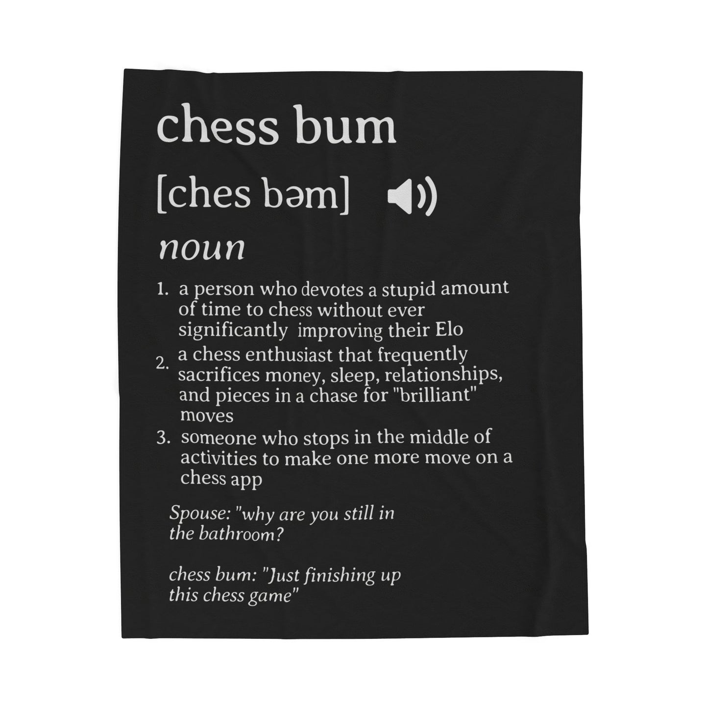 Chess Bum Definition Velveteen Blanket – Soft Enough to Soothe Any Blunder